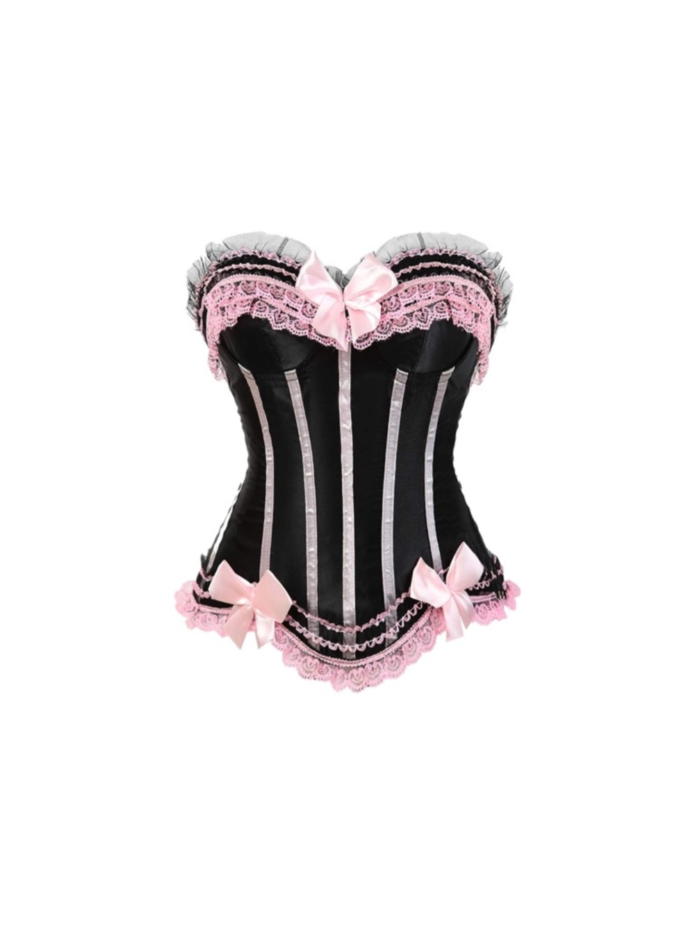 Pink & Black Lace Corset Bustier